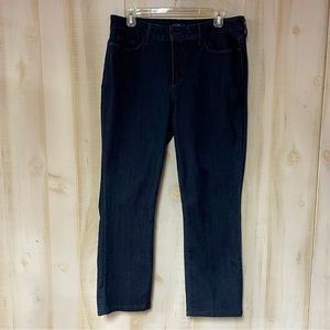 NYDJ Marilyn Straight Dark Wash Bedazzled Back Pockets Jeans Sz 14